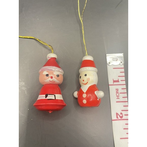 Vintage Wooden Santa Claus Christmas Miniature Ornaments - Picture 1 of 2